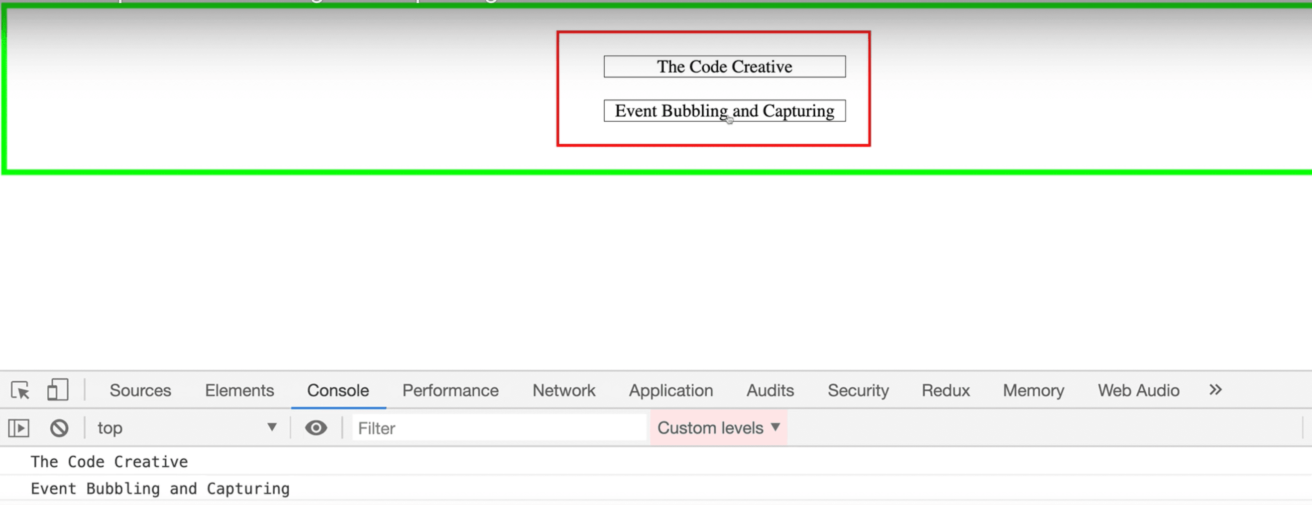 Result of our code in the Chrome Developer Tools console