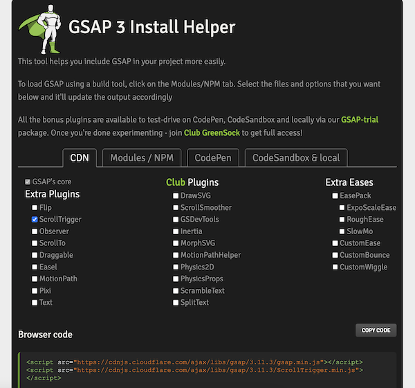 gsap3 install helper