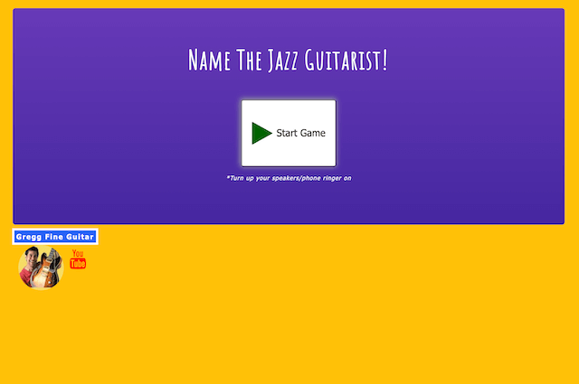JavaScript game developed by Gregg Fine in which players have to identify the Jazz guitarist